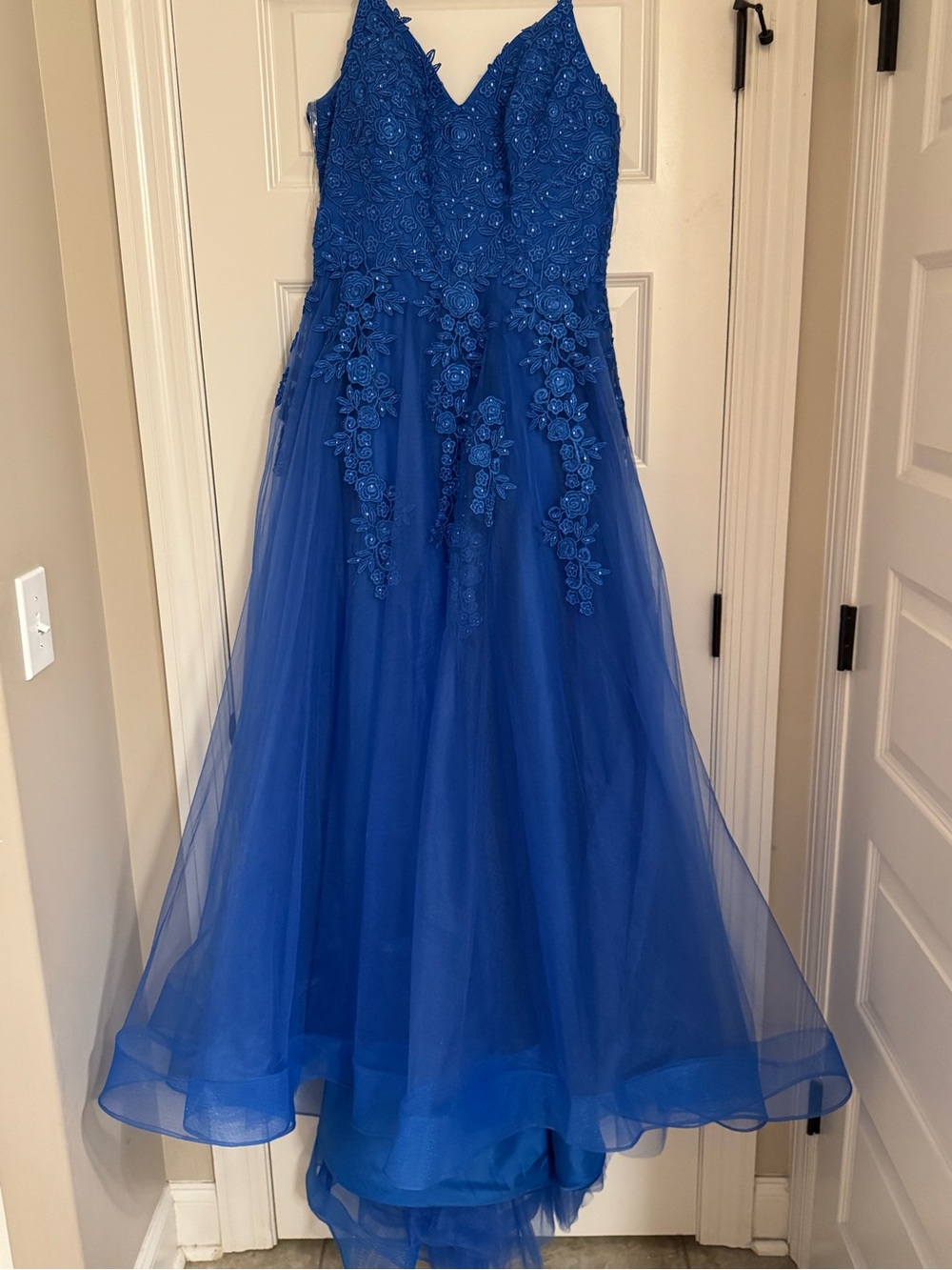Royal Blue women’s Embroidered Tulle Dress
